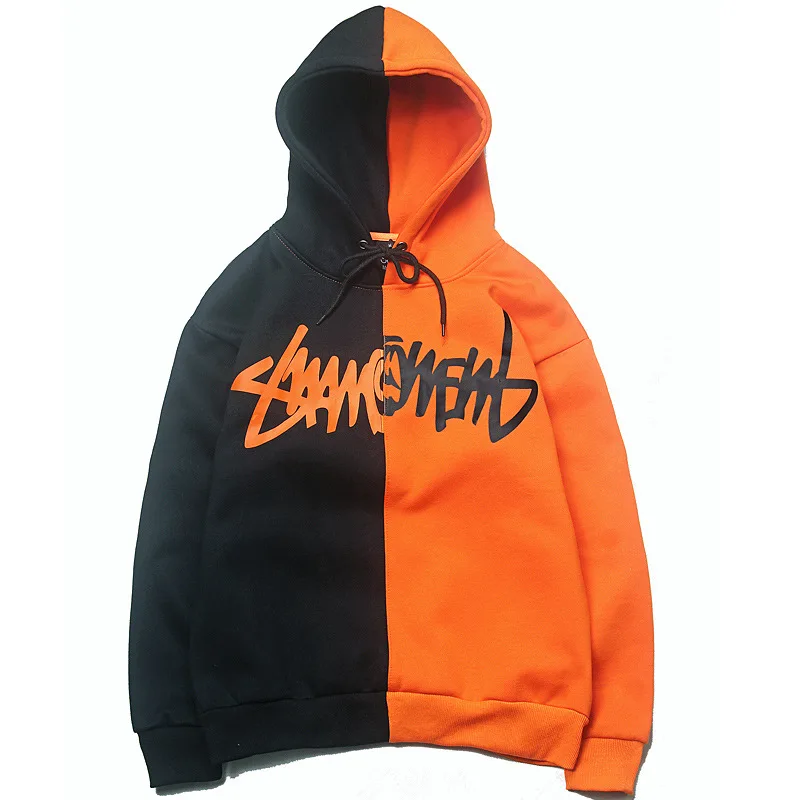 black orange Черно-белые толстовки с капюшоном в стиле хип-хоп Swag Tyga, осенне-зимние теплые плотные толстовки - Цвет: black orange