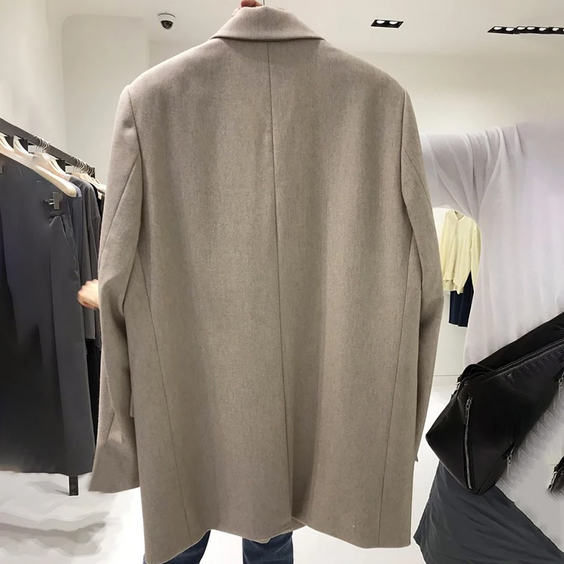 

IEQJ Women Korean Style Black Notched Temperament One-button Blazer New Long Sleeve Loose Jacket Fashion Autumn 2021 3F1465