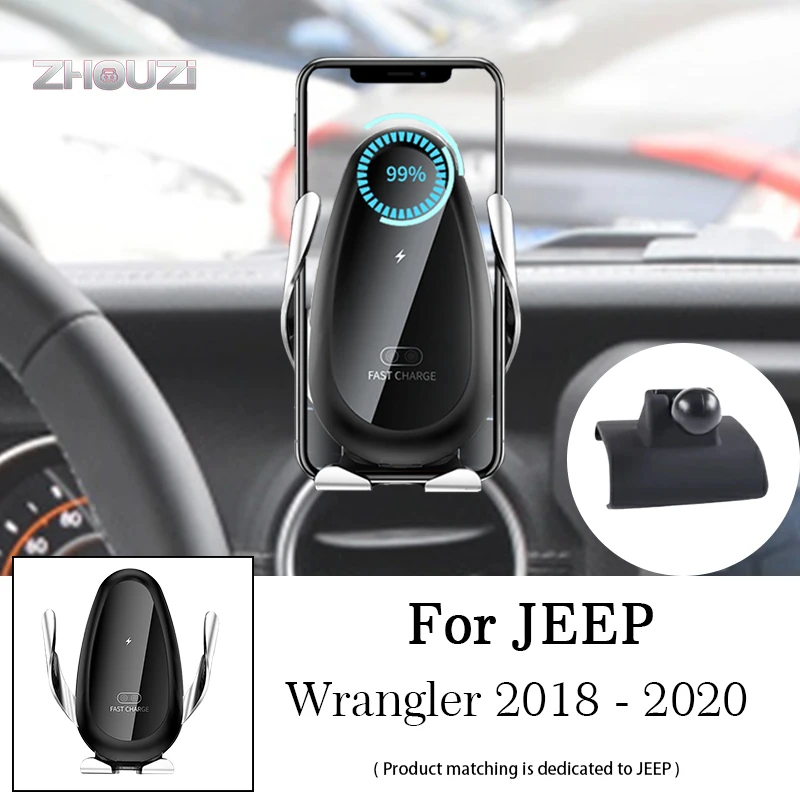 

15W Qi Car Wireless Charger Car Mobile Phone Holder Air Vent Mounts GPS Stand For Jeep Wrangler 2018 2019 2020 Auto Accessories
