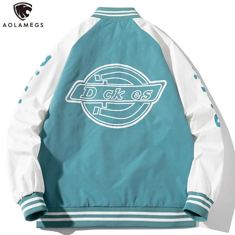 

Aolamegs Japanese Men's Jackets Patchwork Letter Print Baseball Varsity Jacket Women Bomber Coats Casual Harajuku Parkas Couple