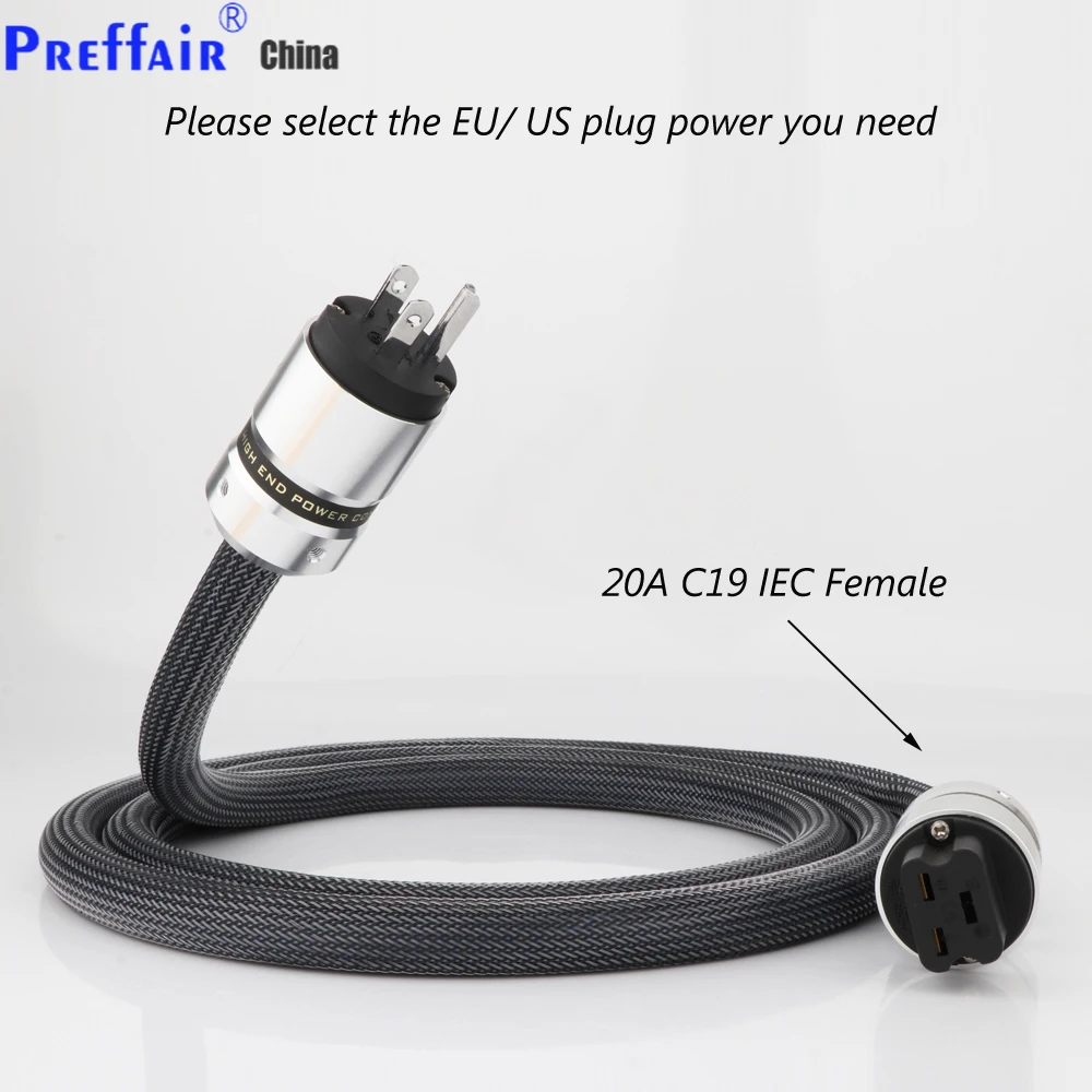 

Preffair HI-End HIFI C19 Power Cable Silver Plated Power Cord 24K Gold Plated US Power Cable Plug 20A C19 IEC Female