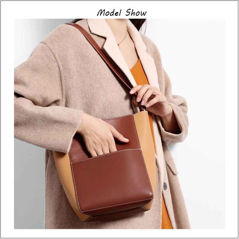 

FELIX & FELICIA Brand Fashion Shoulder Bucket Bags For Women High Quality Genuine Leather Crossbody Handbags Retro Messenger Bag