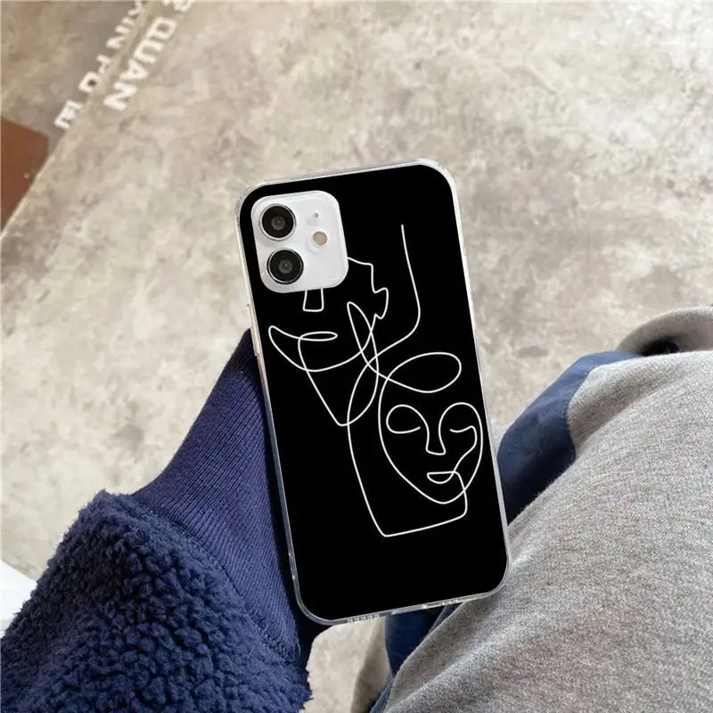 

Yinuoda Art Line abstract Phone Case For iphone 5s 6 7 8 11 12 plus xsmax xr pro mini se Transparent Cover Fundas Coque