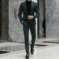 dark green wedding tuxedos one button men suit slim fit notch lapel prom best man groomsmen business two piece jacketpants