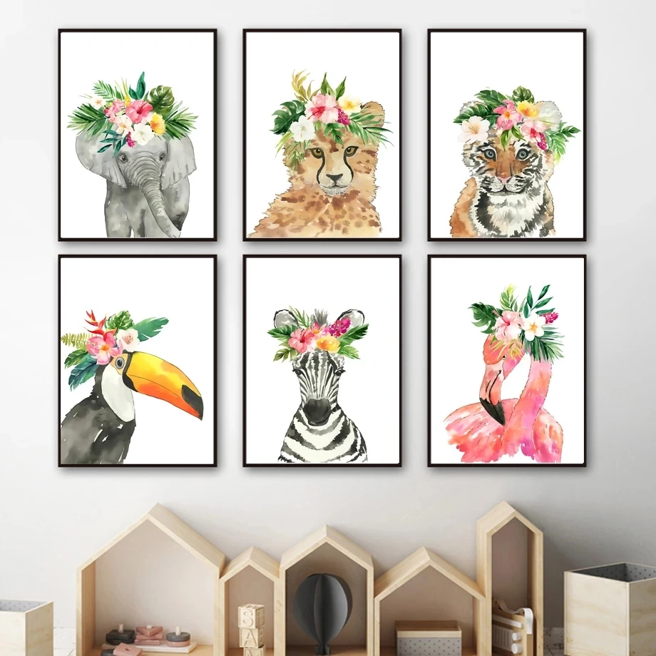 

Алмазная живопись 5D «сделай сам», Мультяшные животные, декор для детской комнаты, живопись, настенное искусство, льв, тигр, фламинго, декорат...