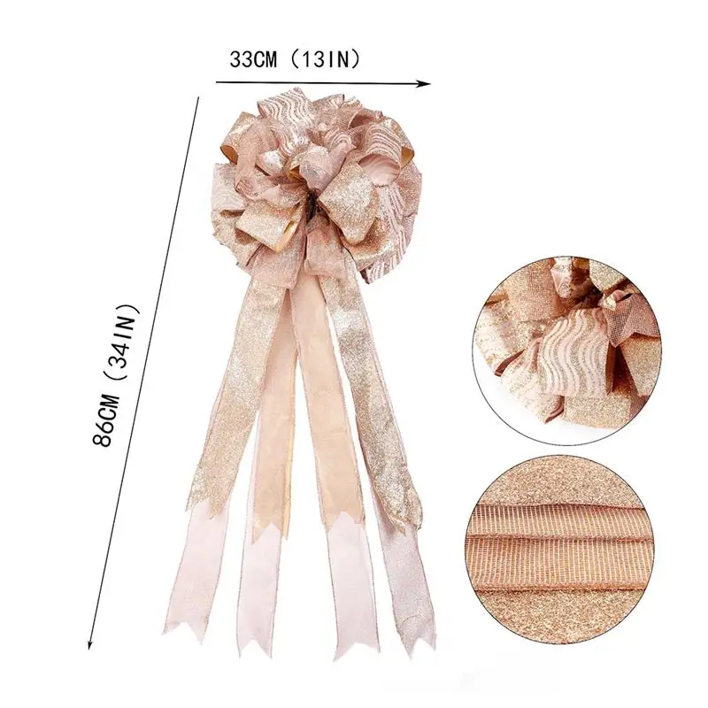 Макушка для новогодней елки большой двухголовый Рождественский бант