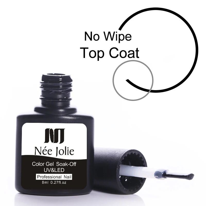 No Wipe Top Coat NEE JOLIE, 60 цветов, 8 мл, Гель-лак для ногтей, СВЕТОДИОДНЫЙ УФ-гель для ногтей, серый, красный, розовый, лак для ногтей, гибридный гвоздь, Гель-лак - Цвет: No Wipe Top Coat