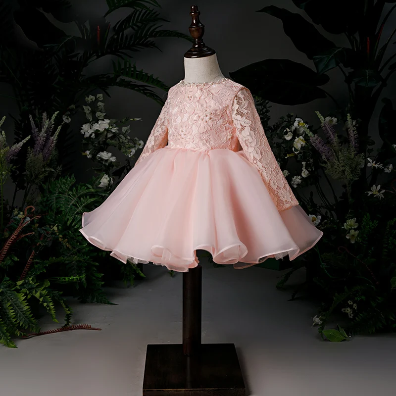 Платье детское с длинным рукавом из тюля кристаллами и бисером | Мать ребенок