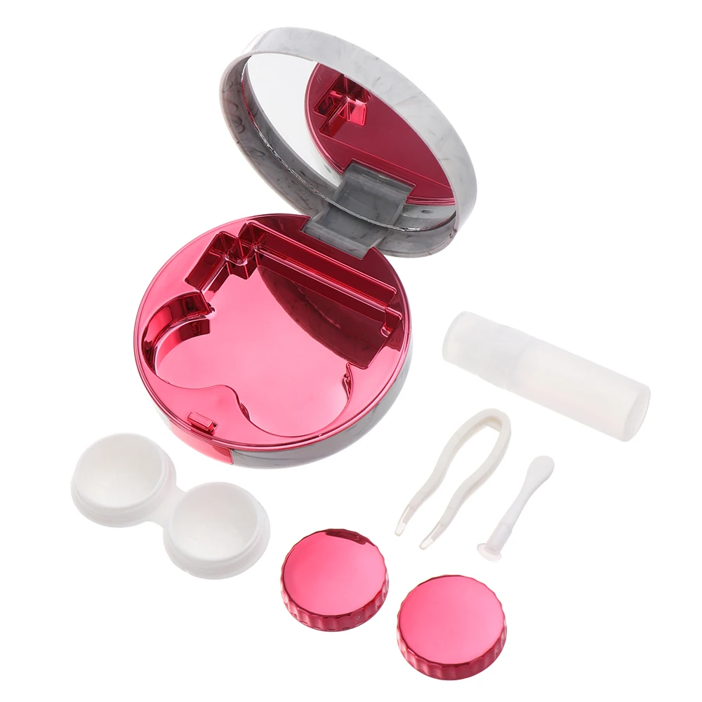 Type 1-Rose Red 1 шт. мини модный милый унисекс чехол для контактных линз портативный дорожный мраморный полосатый футляр для очков Набор для ухода за глазами для хранения - Цвет: Type 1-Rose Red
