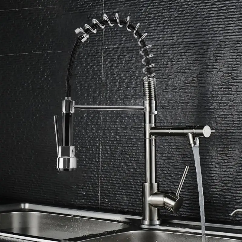 

1PC Faucet Double Handle Double Control Nozzle Single Cold Spray Gun Faucet 360 Degree Movable Spout 40cm Inlet Pipe HWC
