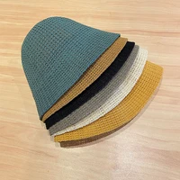 7 colors spring summer knitted linen bucket hat women solid dome breathable fishing hat fashion street ins sun caps 54 60cm 2020