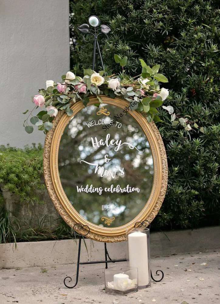 

Custom Wedding Welcome Sign with Printed Background,Personalized Your Name and Date Wedding Welcome Sign for Decor
