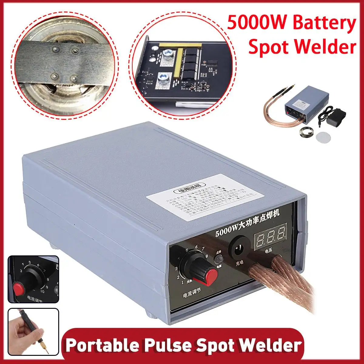 

5000W Mini Spot Welding Machine For 0.1-0.2Nickel Strip 18650 Lithium Battery Nickel Belt Spot Household Fiber Welding Machine