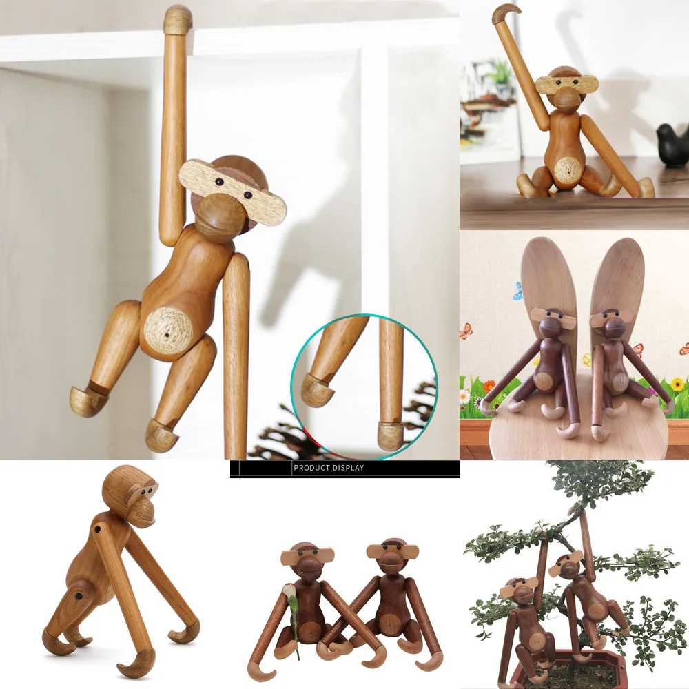 

Домашний декор подвесная деревянная кукла в форме обезьяны фигурка Скандинавская резьба по дереву, животные ремесла подарки украшения дом...