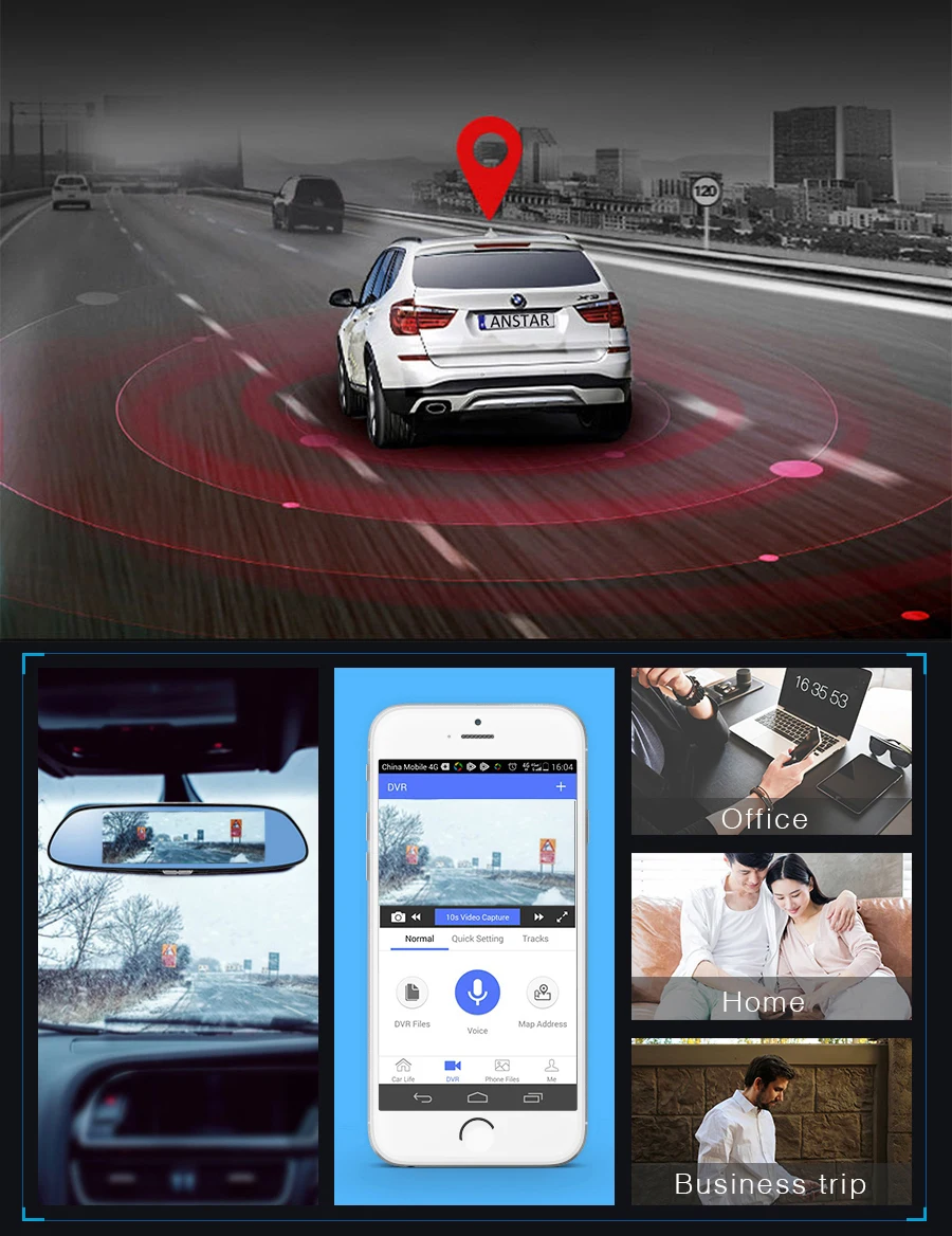 E-ACE D01 gps навигация трекер Автомобильный видеорегистратор 3g Wifi камера " сенсорный экран Android навигаторы 1080P видео рекордер зеркало заднего вида