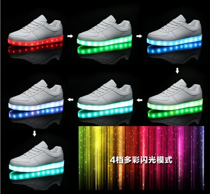EUR 31-46 Luminous Sneakers USB Charge Led Children Shoes Boy Girl Men Women Glowing Tennis Kids Light up | Детская одежда и обувь - Фото №1