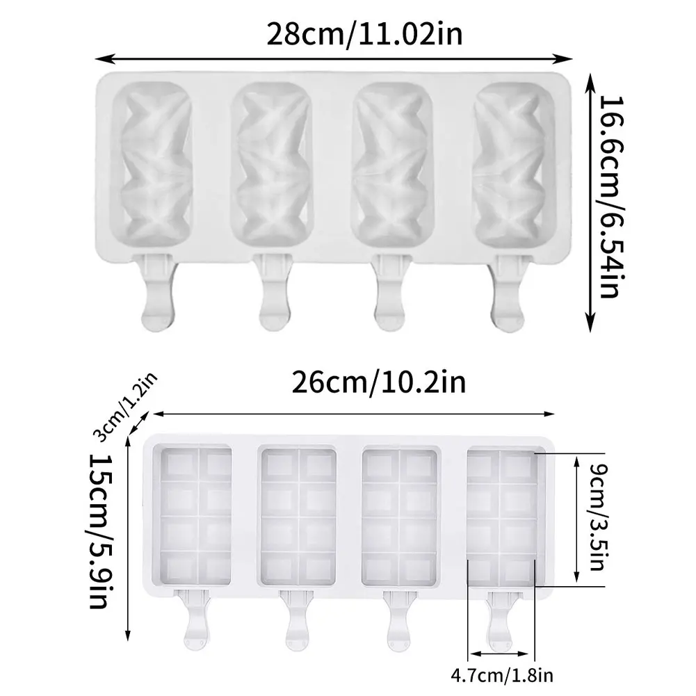 

Ice Cream Mold Ice Lolly Tray Ice Pop DIY Silicone Dessert Ice Cream Mould With 100 Wooden Sticks For Frozen Dessert 2PCS