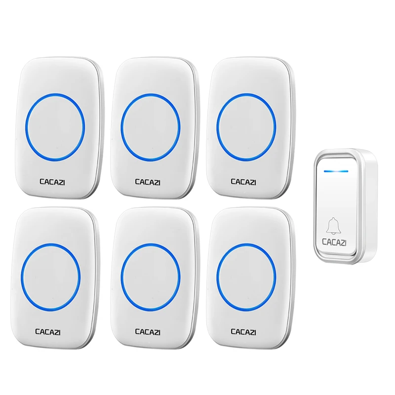CACAZI Wireless Doorbell Waterproof 300M Remote 1 Button 6 Receiver LED Smart Home Doorbell Electronic Bell 38 Ringtone 220 V