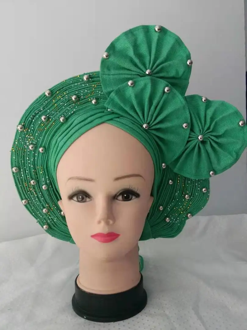 Модный женский Африканский галстук Aso Oke с бусинами и камнями 2020