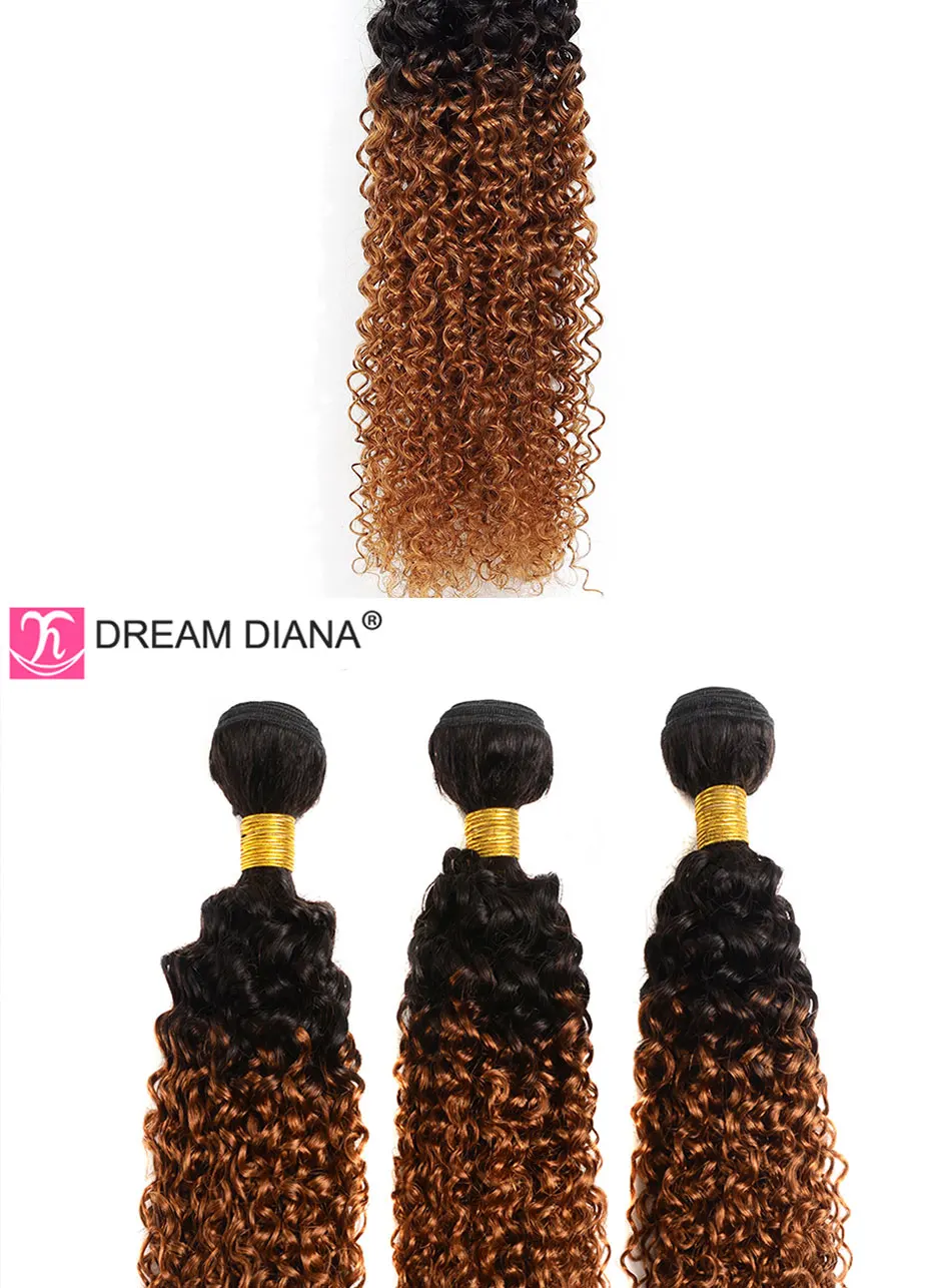 DreamDiana Омбре малазийские вьющиеся волосы с закрытием T1B 30 1"-26" L remy волосы с закрытием Омбре человеческие волосы с закрытием