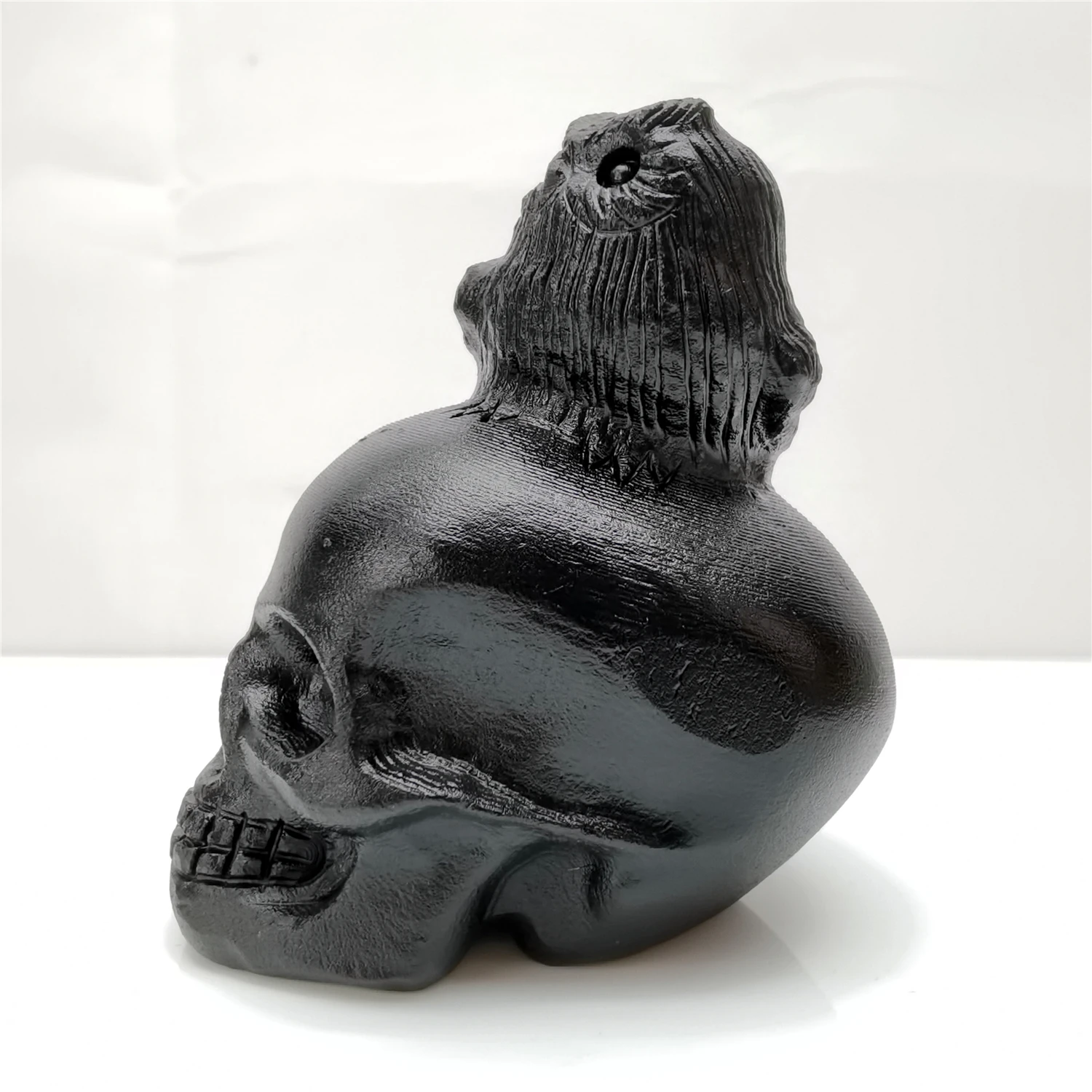 

Natural Obsidian Skull Head Owl Crystal Stone Statue Hand Carved Home DIY Decorations Meditation Cure Halloween Gift Healing