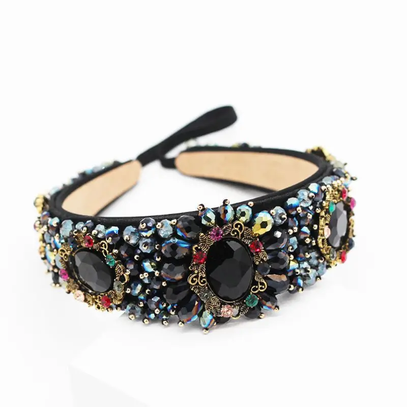 

Baroque Lady Hair Hoop Luxury Sun Flower Shape Rhinestone Headband Temperament Women Party Wedding Headwear Gifts wholesales