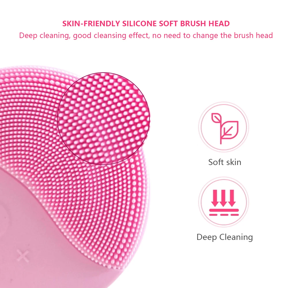Mini USB Electric face Facial Cleansing Brush Silicone Sonic Cleaner Deep Pore Cleaning Waterproof Skin Massage High Quality | Красота и