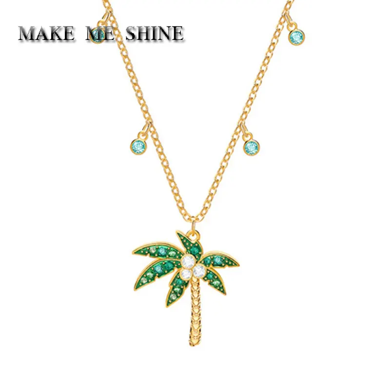 Женское пляжное ожерелье из кокосовой пальмы кулон на цепочке до ключиц