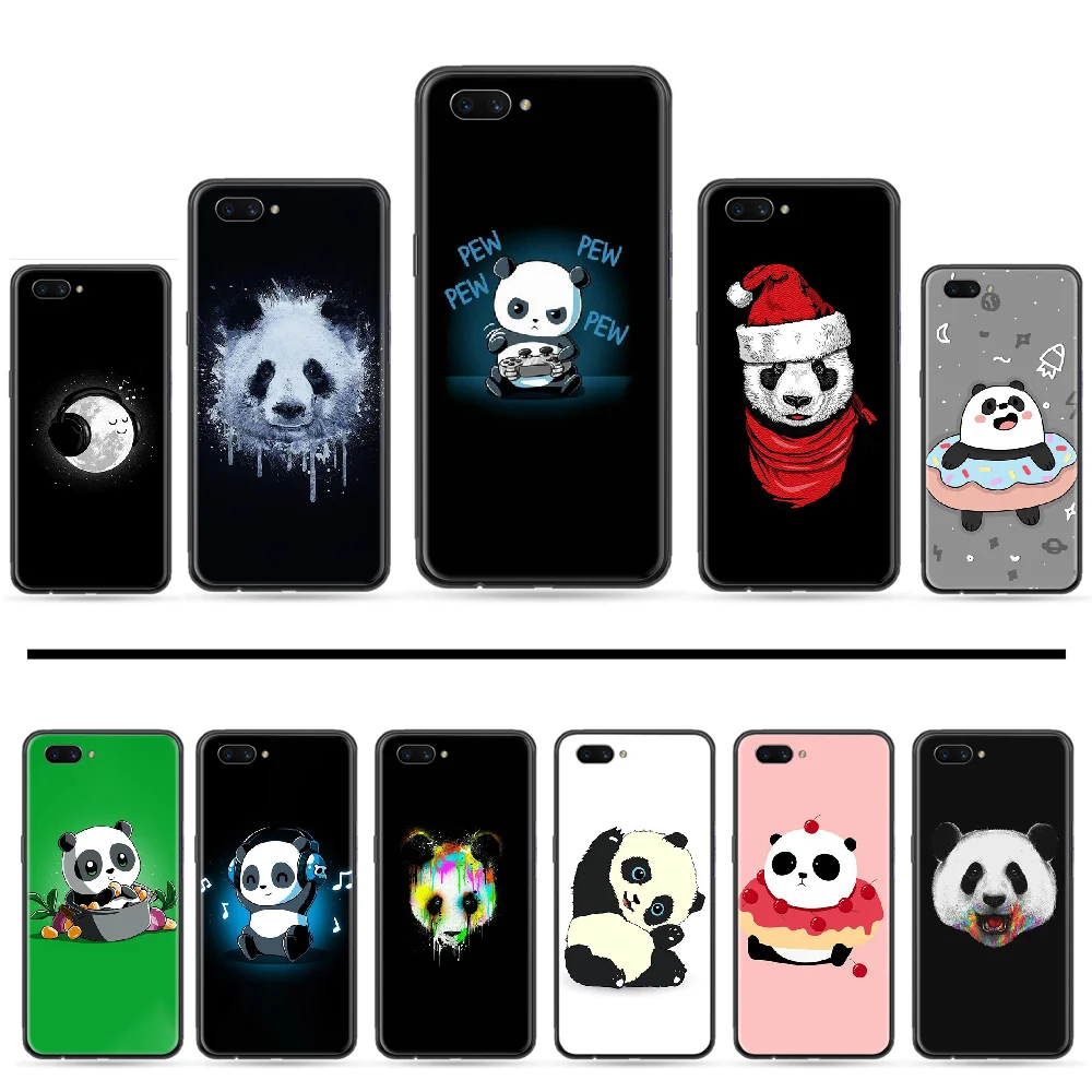 Милый желтый мягкий черный чехол для телефона с изображением панды кавайного