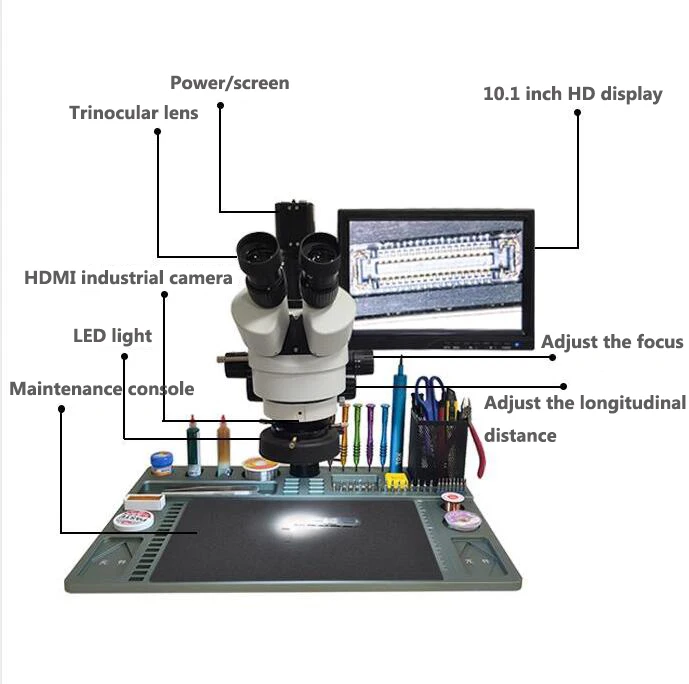 TBK Тринокулярный электронный микроскоп сварочный разборный верстак печатная