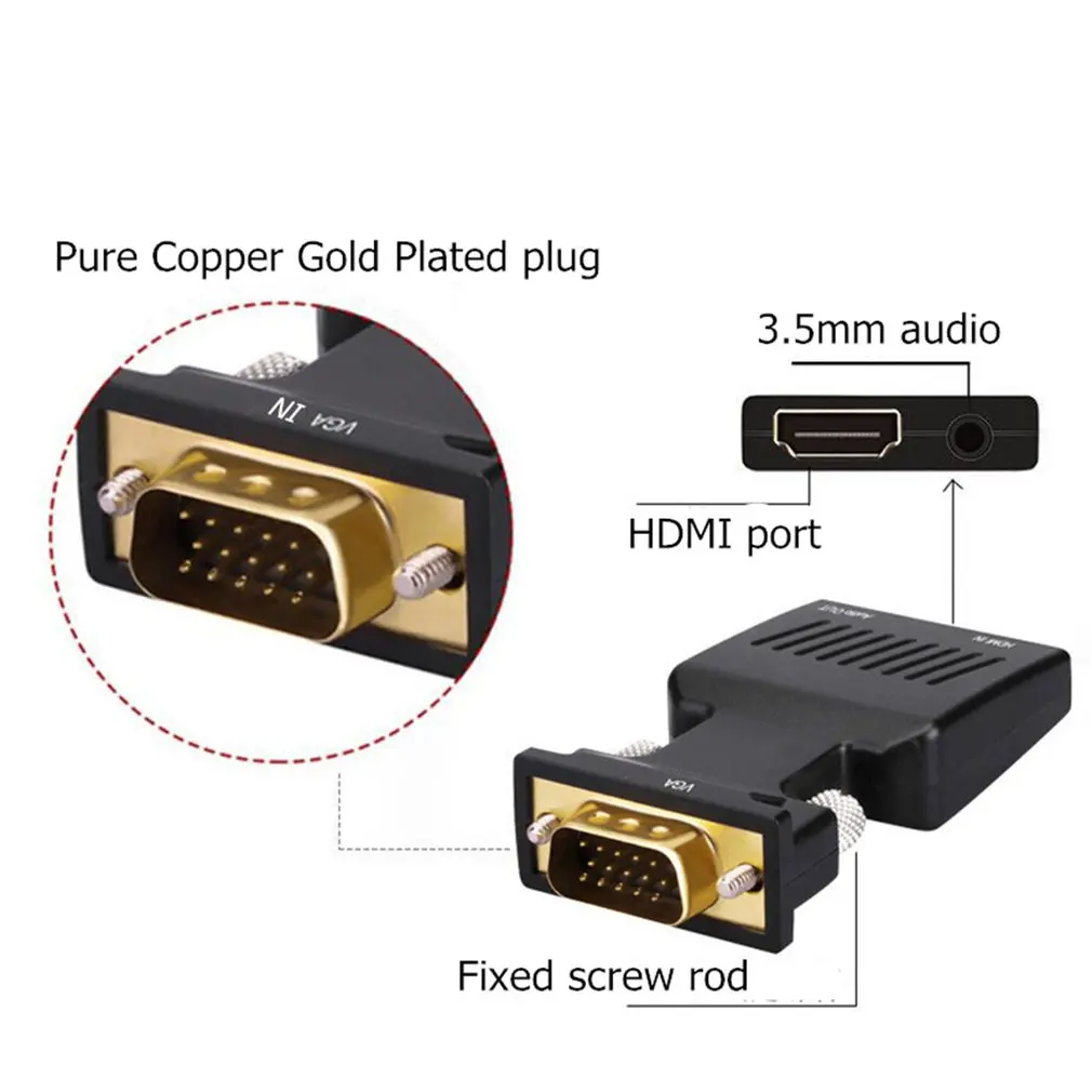 VGA мужчина к HDMI Женский конвертер с аудио-адаптером кабели 1080P для HDTV монитор проектор ПК PS3