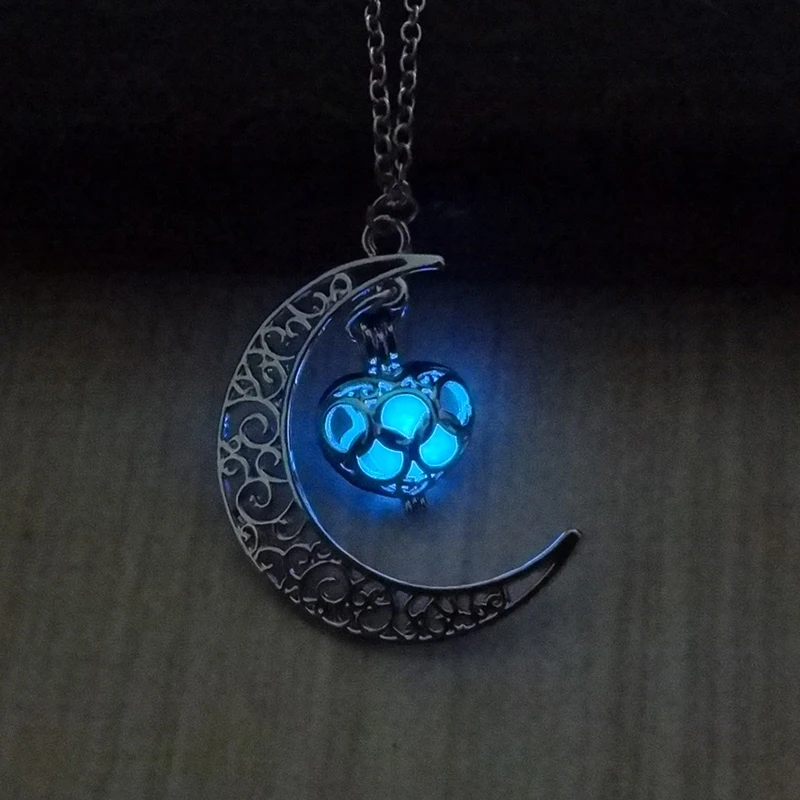 

2021 New Hot Moon Glowing Necklace, Gem Charm Jewelry,Silver Plated,Halloween Gifts
