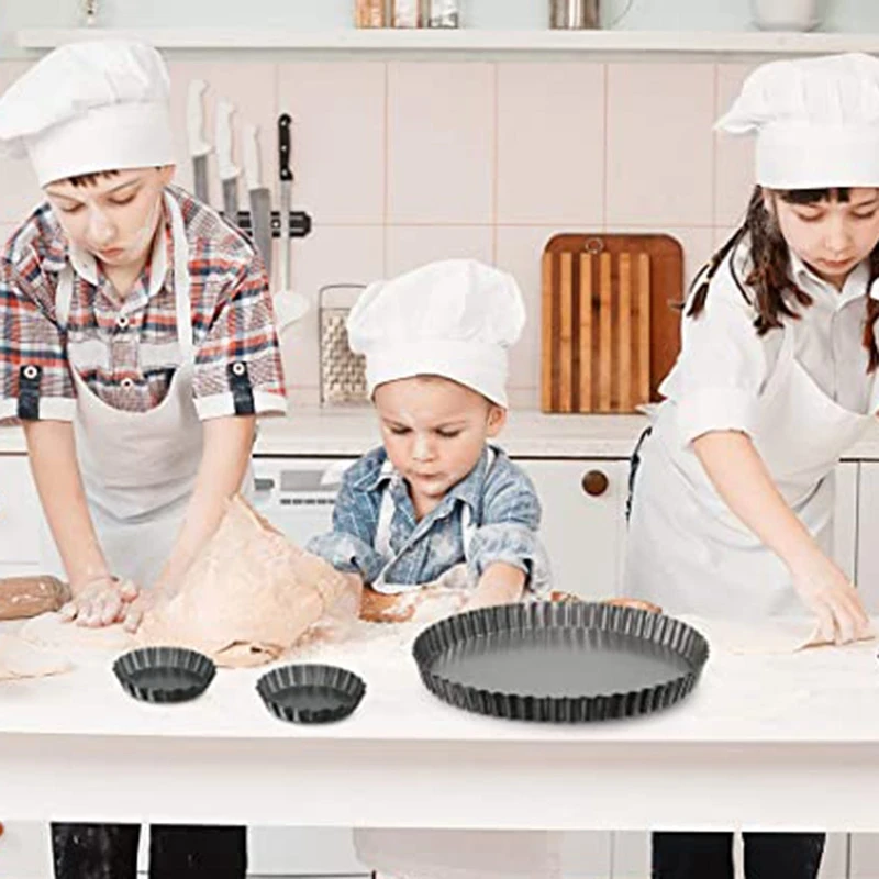 9 Inch and 4 5 Pack Tart Pan Removable Bottom Quiche Non-Stick Pie Baking Dish Carbon Steel | Дом и сад
