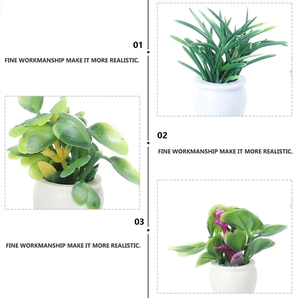

14pcs Lifelike Mini Bonsai Doll House Plant Pot Decor Micro Landscape Props