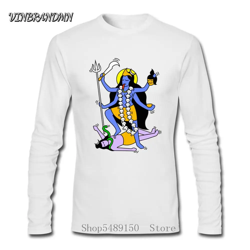 Футболка мужская с длинным рукавом и принтом индийской богини | Мужская одежда