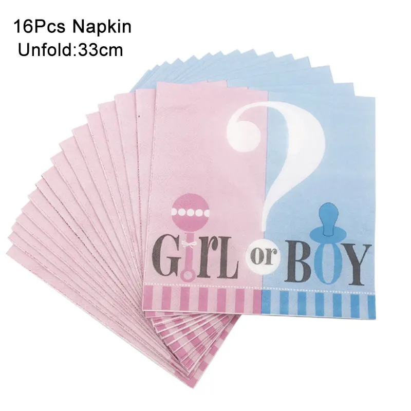 16Pcs Napkin Набор одноразовой посуды для мальчиков и девочек, детская душевая пластина Салфетка скатерть, вечерние украшения - Цвет: 16Pcs Napkin