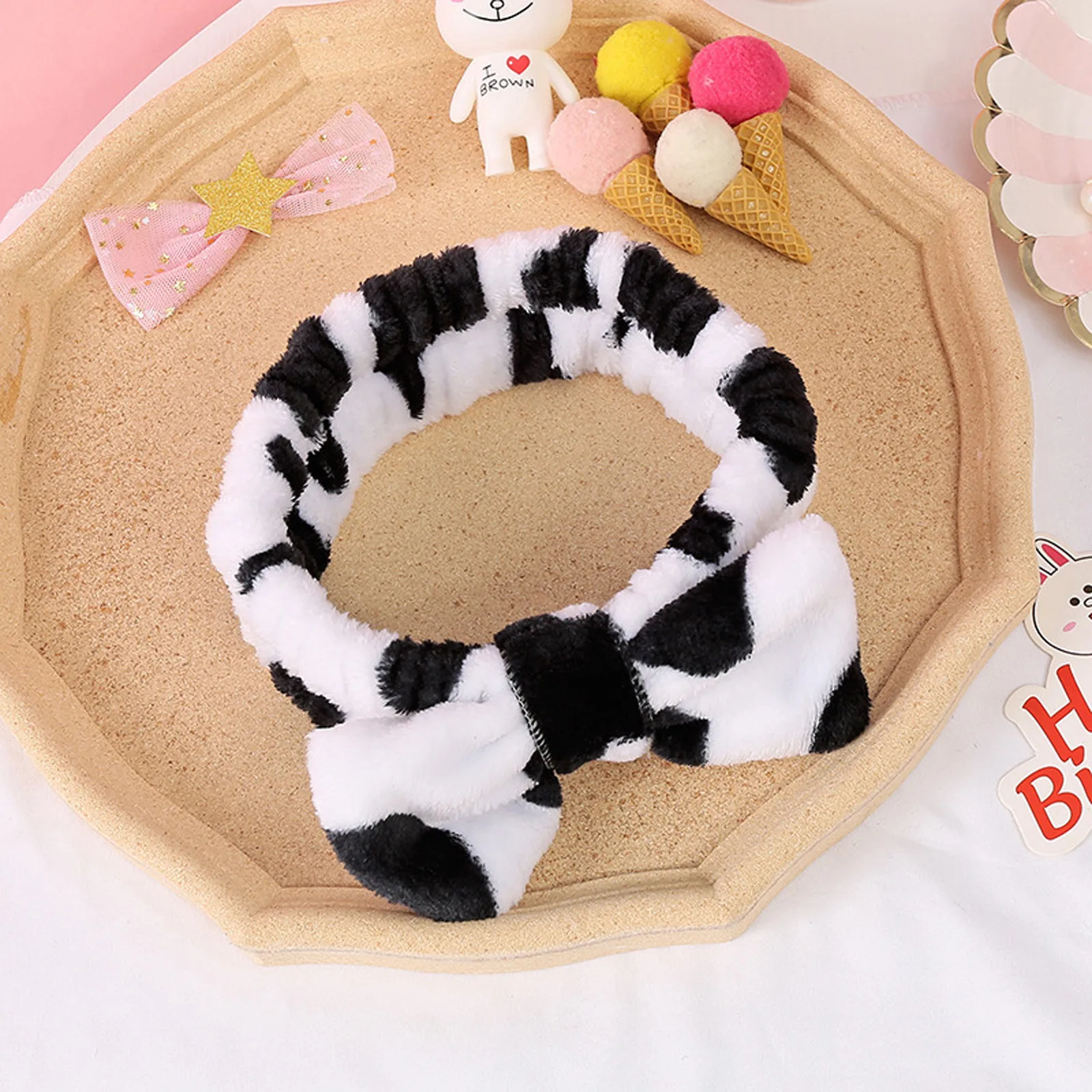 Повязка на голову фланелевая с бантом модная повязка для волос макияжа | Красота