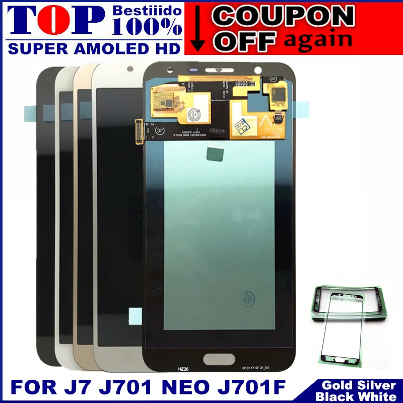 AMOLED lcd s Полный дигитайзер для samsung Galaxy J7 neo J701 J701F J701M J701MT ЖК дисплей сенсорный экран