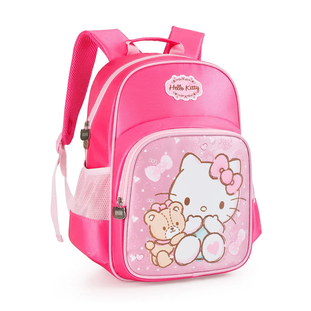 

Школьный ранец Hello Kitty для девочек 1-3 классов, прочный вместительный Детский рюкзак розового и красного цветов для начальной школы, 41 см