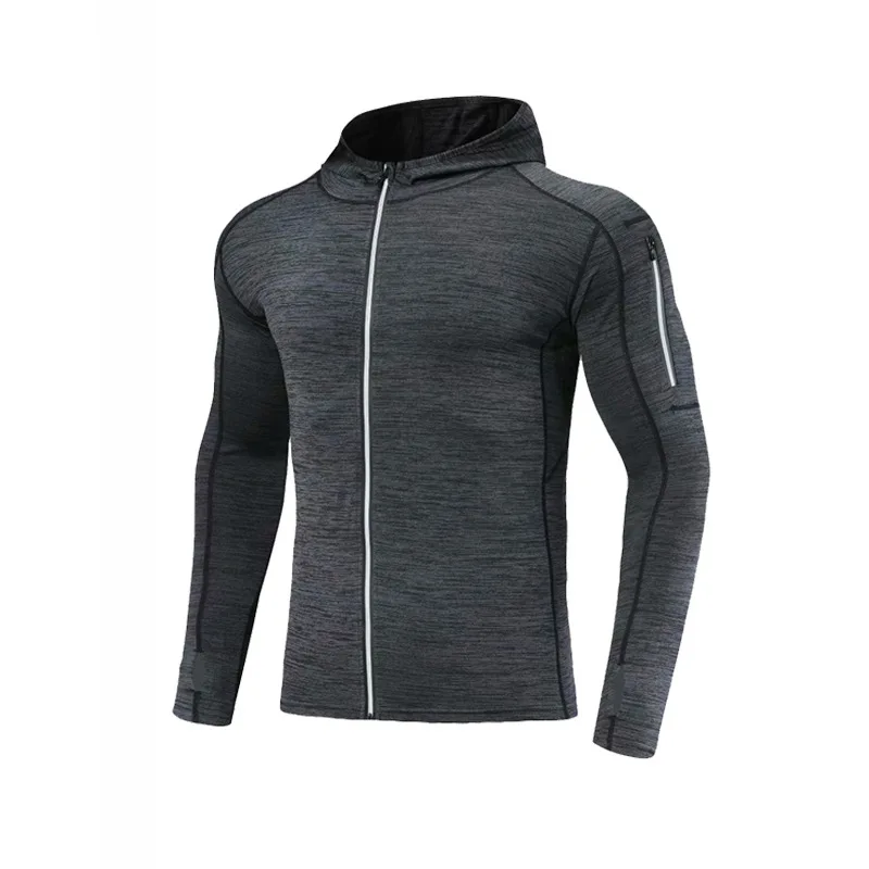 

Left shoulder pocket tights men's running quick-dry clothes long-sleeved equipment sports basketball training sweater hoodies