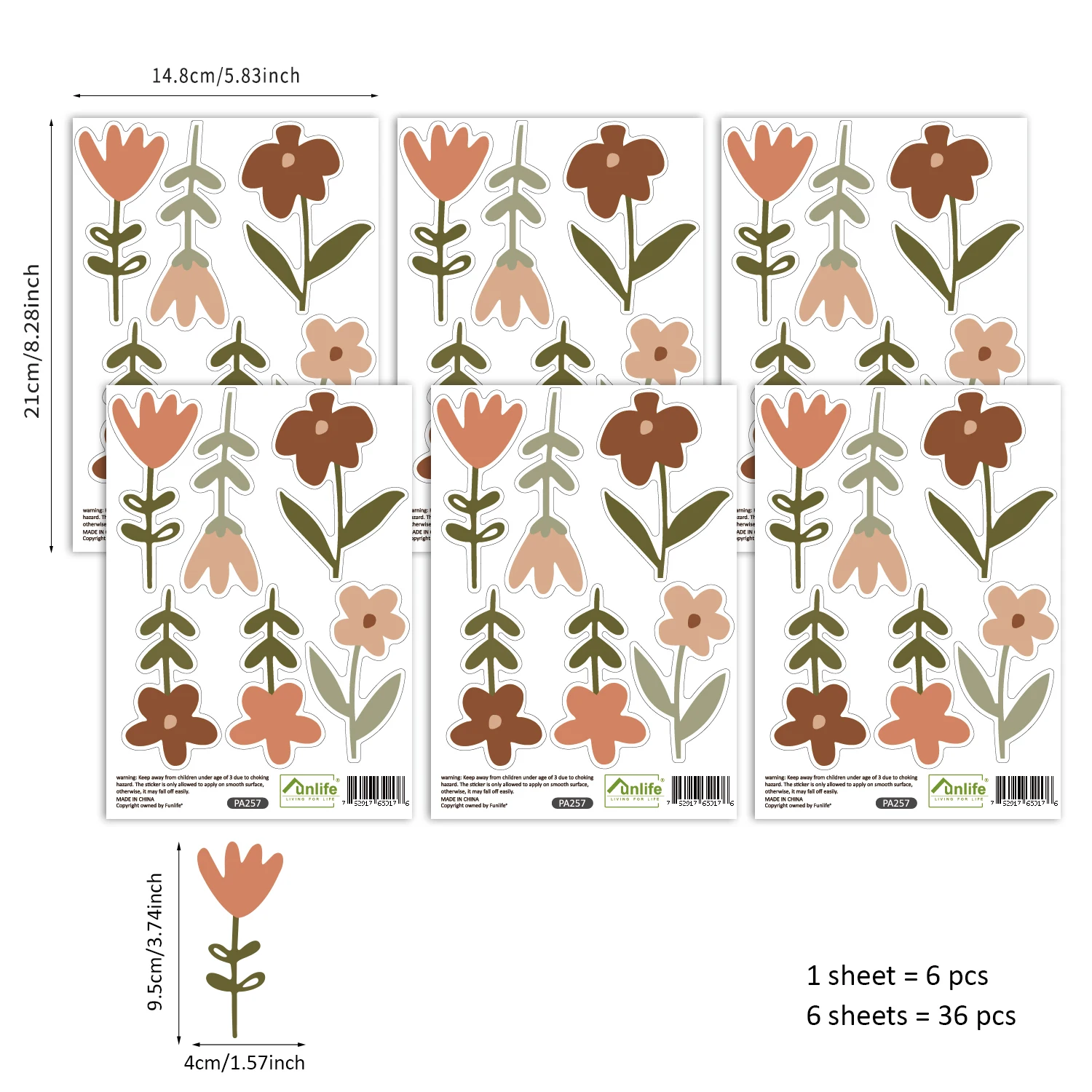 

Стикеры для стен ZebraHome Boho цветы