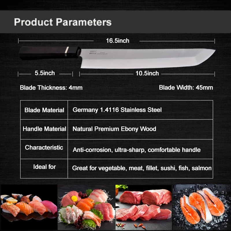 27 см японские суши/Сашими Ножи Германия Нержавеющая сталь японский Sakimaru Takohiki