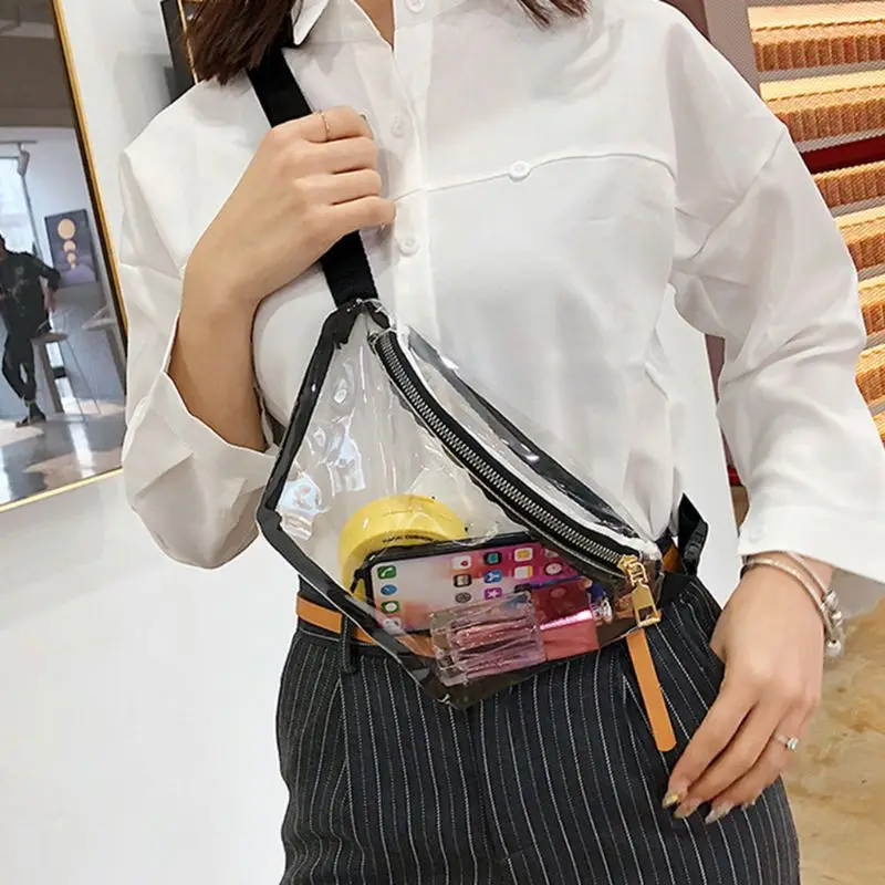 

Women Transparent Waist Bag PVC Fanny Hip Packs Girls Phone Pouch Chest Purse