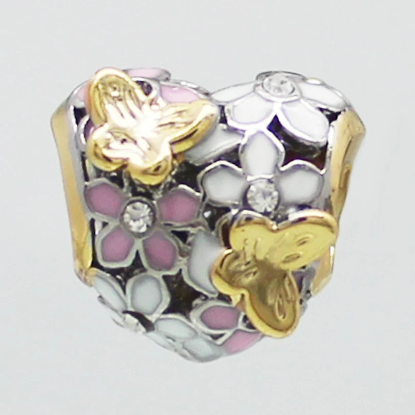 Женские браслеты-шармы с бусинами и ромашками в виде бабочек маргариток