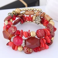 3 pieces set fashion multi layer bracelet natural stone pearl crystal tassel bracelet beads womens jewelry gifts for men