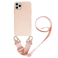 silicone lanyard crossbody mobile phone case for iphone 13 12 pro max xs xr 6s 6 7 8 plus neck strap cover tape