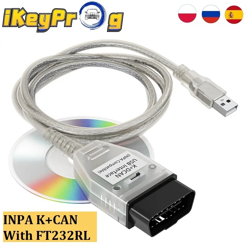 Автомобильный диагностический сканер для INPA K DCAN FTDI FT232RL OBD2 кабель + K-line |