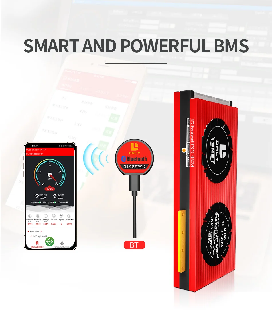 Модуль Bluetooth Deligreen Smart BMS CAN для 4S LiFePO4 200A 3S до 32S Daly | Электроника