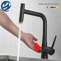 black touch control sensor pull out kitchen faucets singe handle 360 rotation mixer tap smart sensor kitchen mixer faucet
