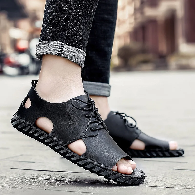 Сандалии мужские легкие Нескользящие уличная пляжная обувь дышащие ручной